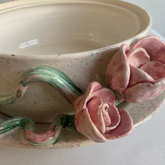 Signed Wendy Walgate Ceramic 3d Rose Bowl 1980s - Picture 3 of 9